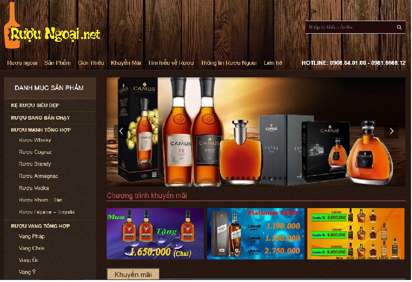 Mẫu website bán rượu ngoại