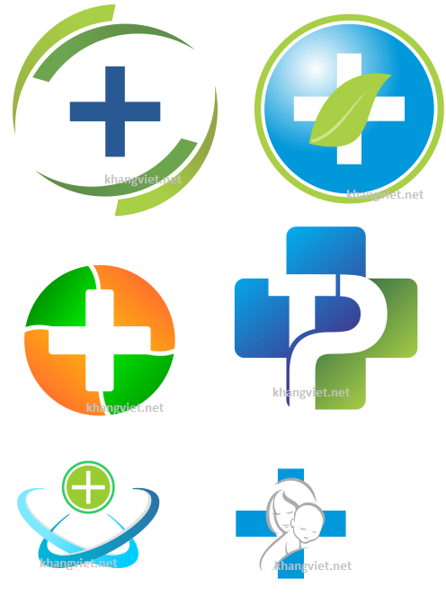 Mẫu logo phòng khám, bệnh viện, logo dấu thập y tế